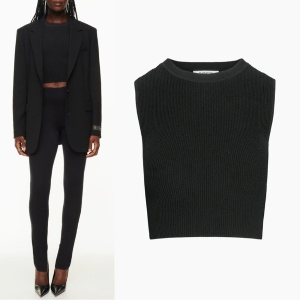 Aritzia Black Ribbed Knit Crop Top